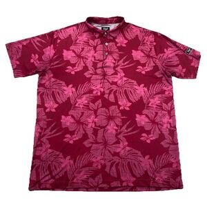 Waggle Men's XXL Golf Polo Performance Shirt Stretch Hawaiian Floral Pink